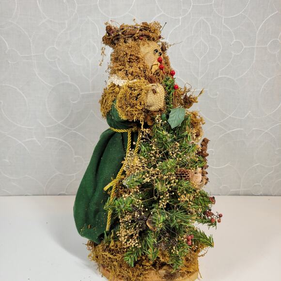 VINTAGE Folk Santa Claus 12" Green Holiday‎ Christmas Rustic Decoration Figure - Picture 5 of 14